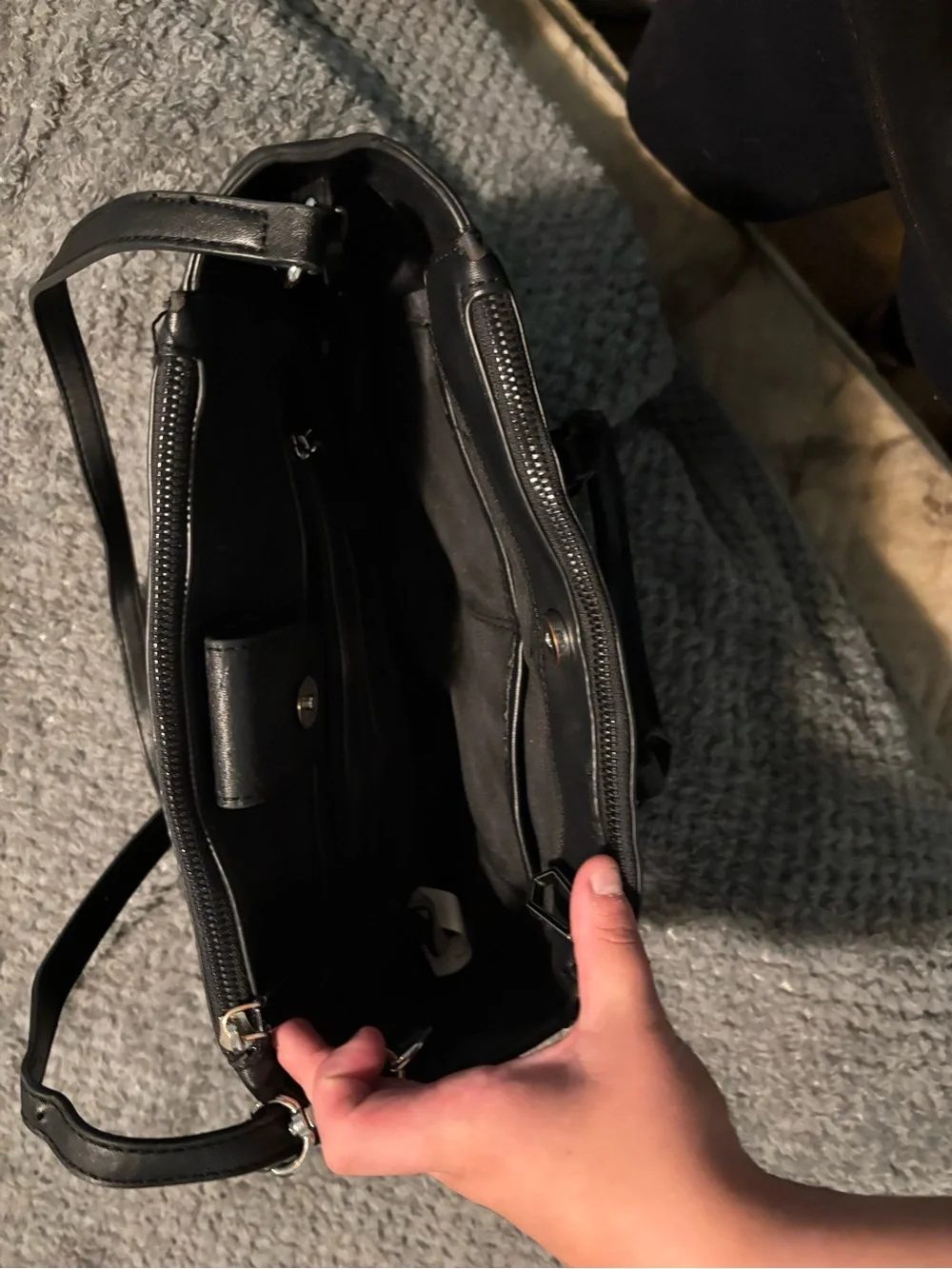 Nine West Black Faux-Leather Dual-Handle Crossbody Satchel